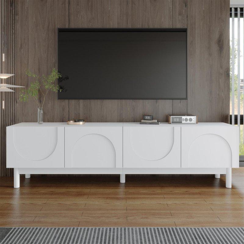 Modern Beyaz Dalgalı Kapılı TV Ünitesi 169 cm