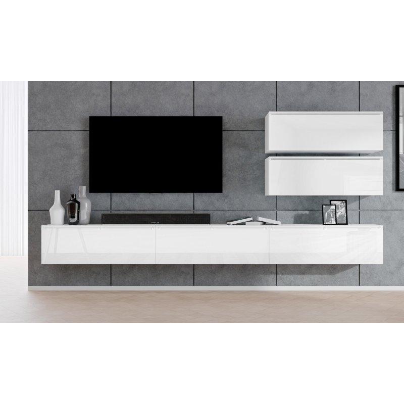 Modern Beyaz Gri Duvar TV Ünitesi 300 cm