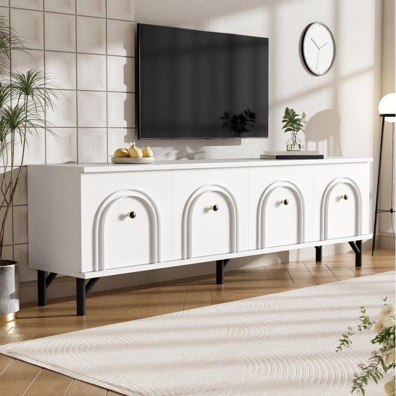 Modern Beyaz Kavisli 160 cm TV Sehpası