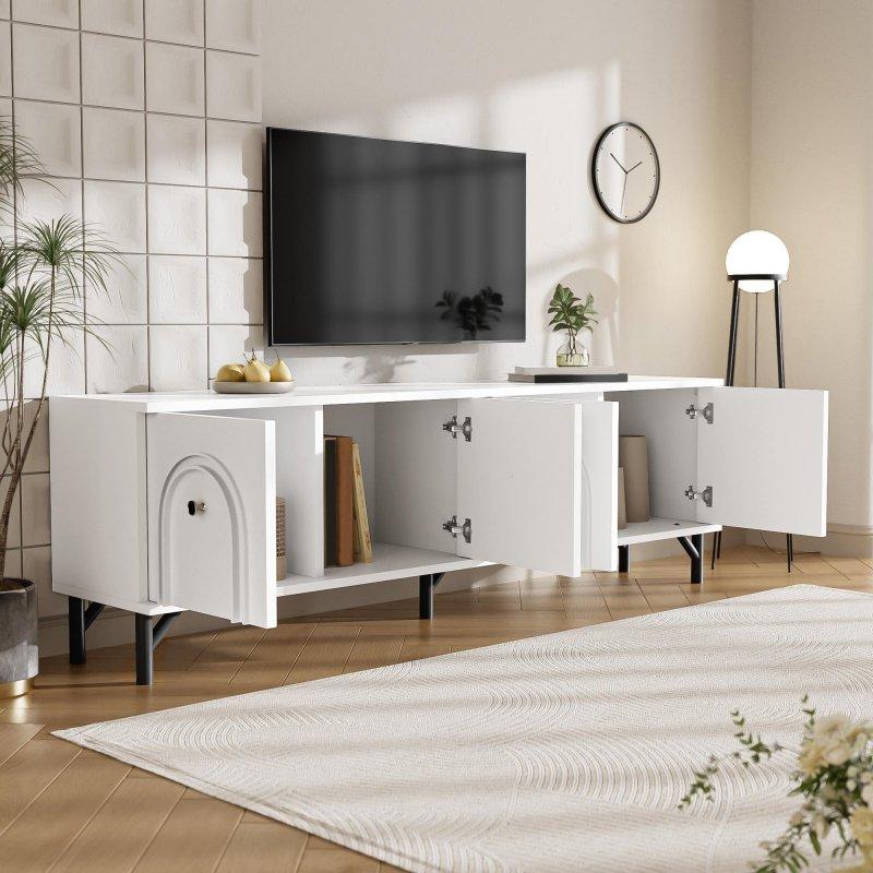 Modern Beyaz Kavisli 160 cm TV Sehpası