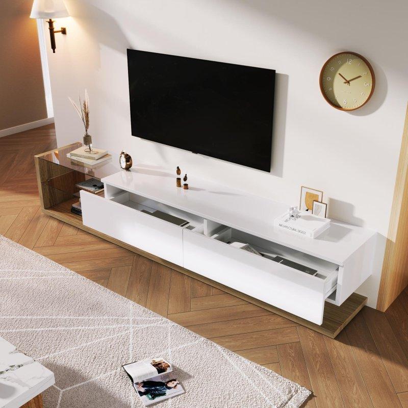 Modern Beyaz LEDli 170 cm TV Sehpası