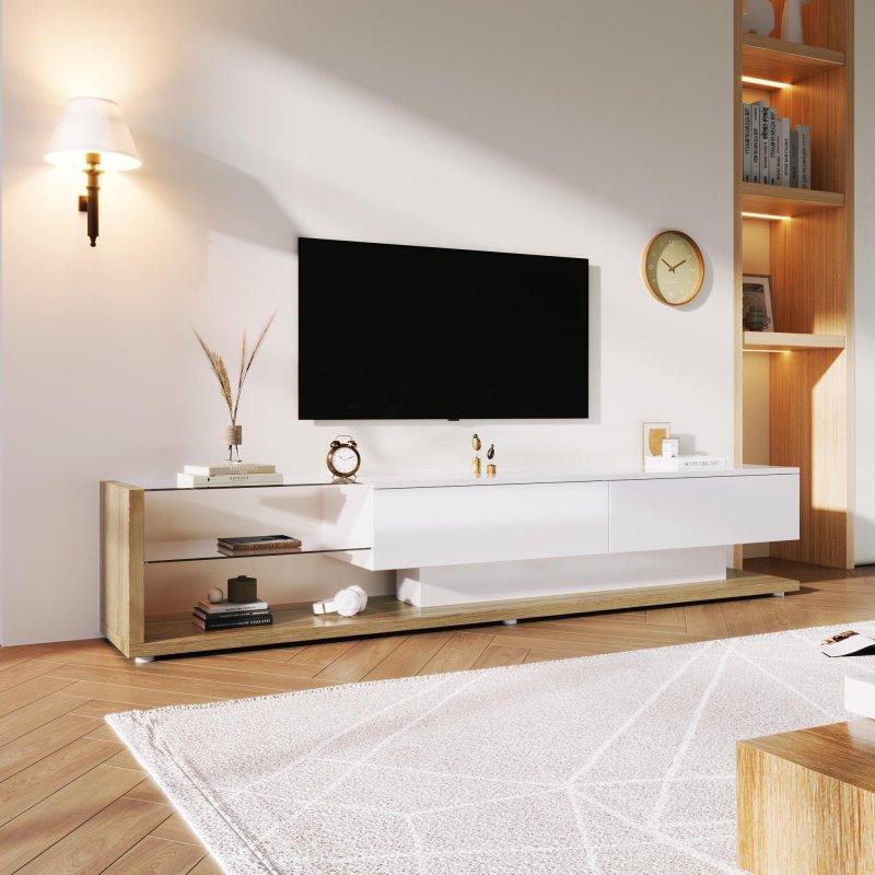 Modern Beyaz LEDli 170 cm TV Sehpası