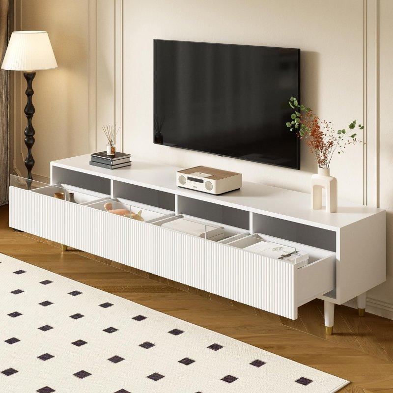 Modern Beyaz LEDli Çizgi TV Sehpası 178 cm