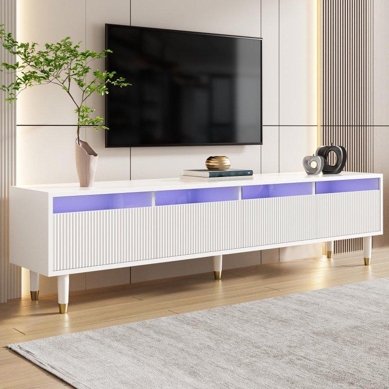 Modern Beyaz LEDli Çizgi TV Sehpası 178 cm