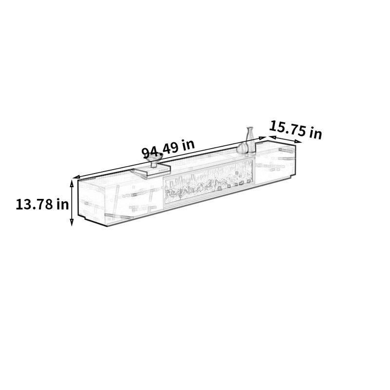 Modern Beyaz Taş Dokulu Elektronik Şömineli 180 cm TV Ünitesi