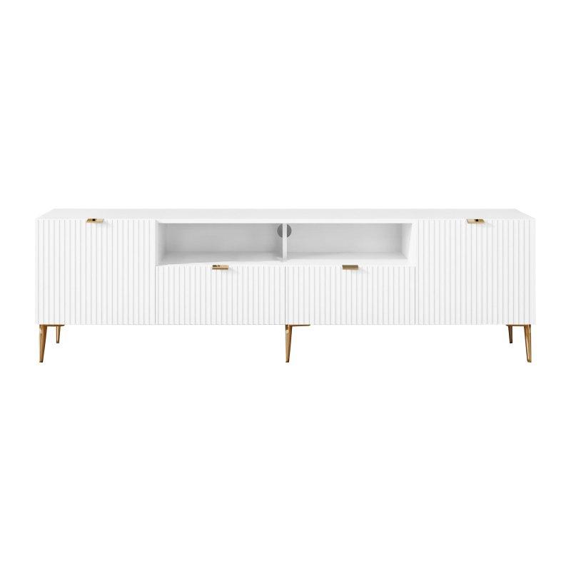 Modern Beyaz ve Altın Detaylı 190 cm TV Sehpası