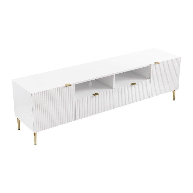 Modern Beyaz ve Altın Detaylı 190 cm TV Sehpası