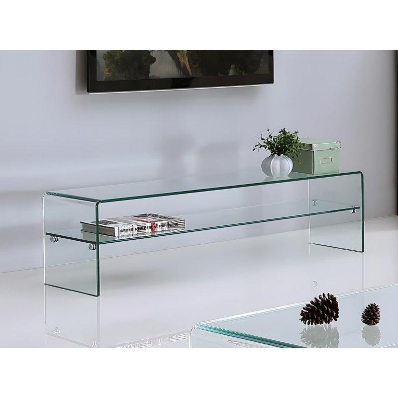 Modern Buzlu Cam TV Ünitesi ve Sehpa Takımı 120 cm