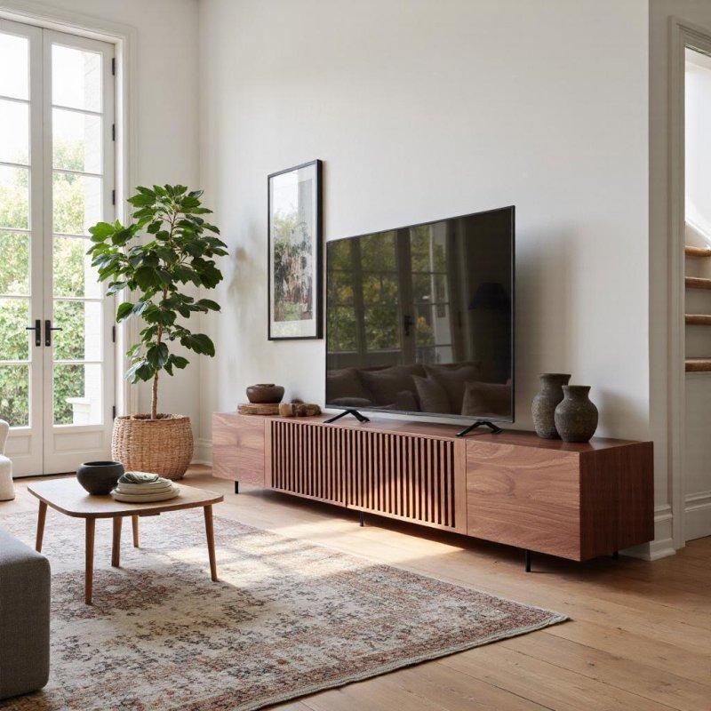 Modern Ceviz Ahşap 180 cm TV Sehpası