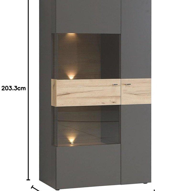 Modern Gri Ahşap Detaylı TV Ünitesi Duvar Sistemi 180x300 cm