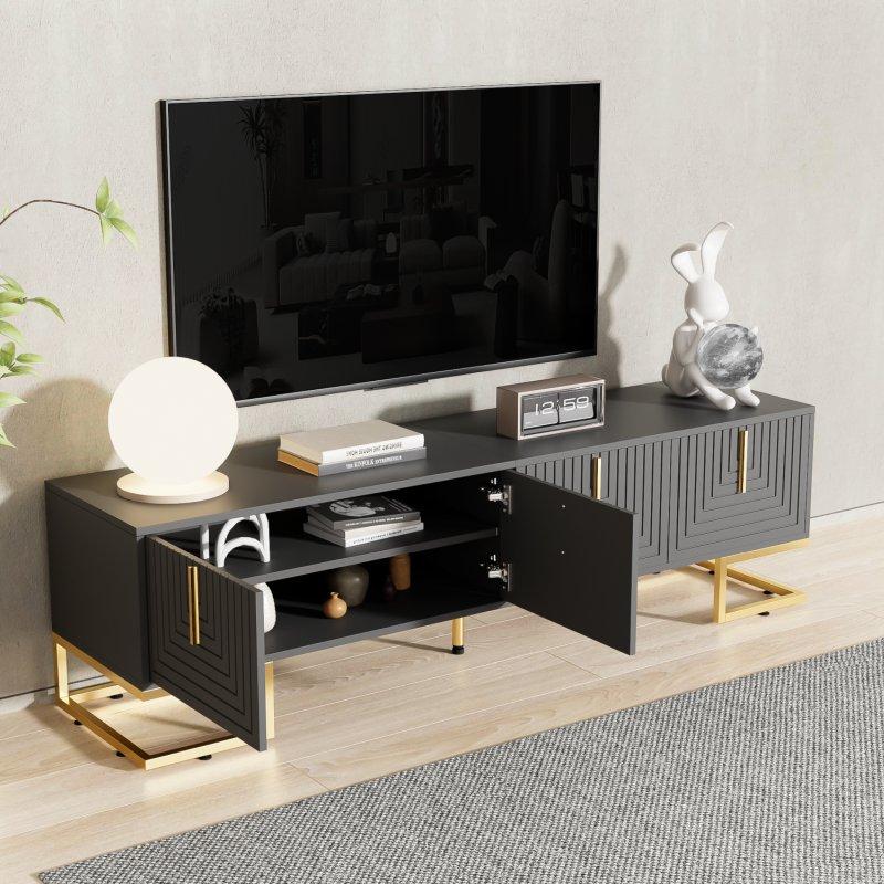 Modern Gri Altın Ayaklı 170 cm TV Sehpası