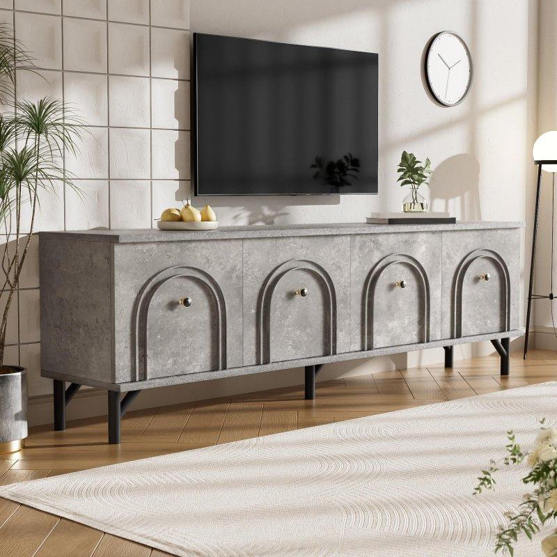 Modern Gri Kavisli 160 cm TV Sehpası