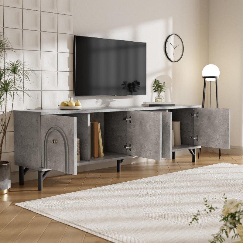 Modern Gri Kavisli 160 cm TV Sehpası