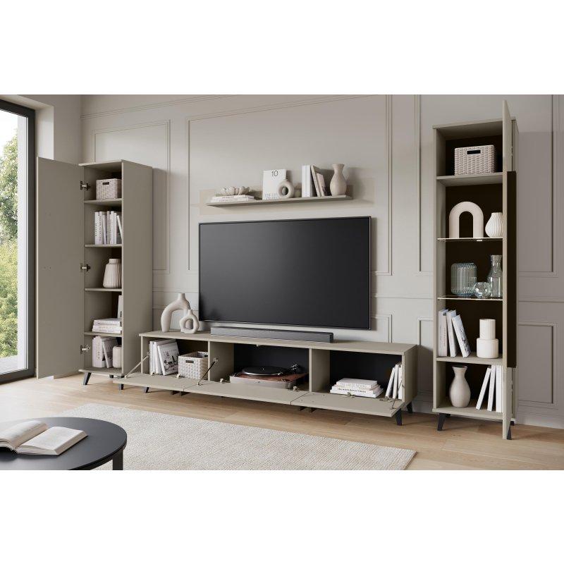 Modern Gri Mat Kaplamalı 180 cm TV Ünitesi Seti