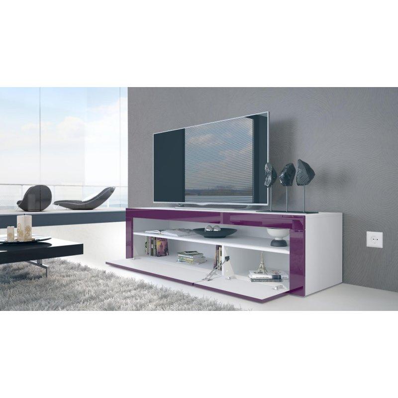 Modern Mat Beyaz ve Gri Tonlu Geniş TV Sehpası 155 cm