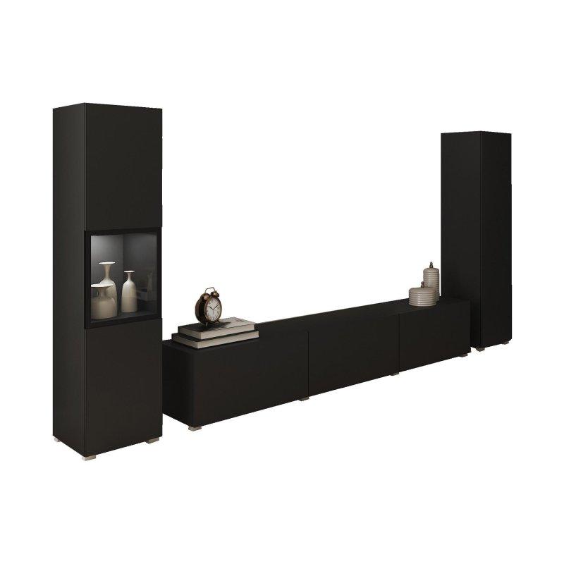 Modern Mat Siyah 180 cm TV Ünitesi Seti
