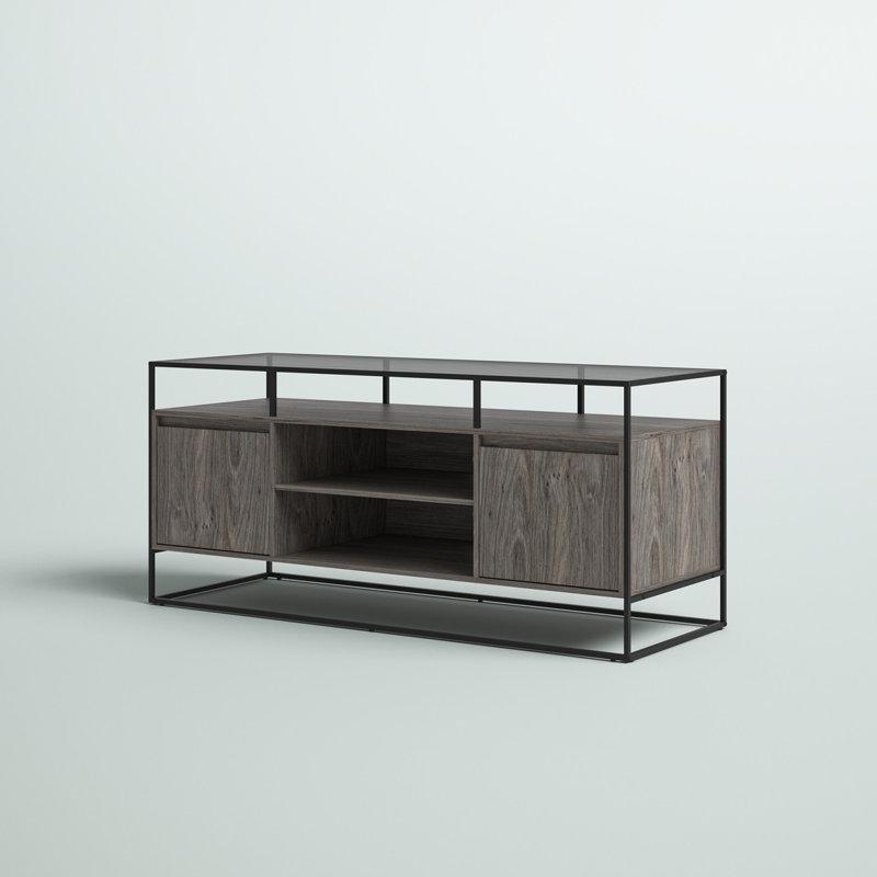 Modern Metal TV Ünitesi 137 cm Açık Raflı Kapalı Dolaplı - 78556