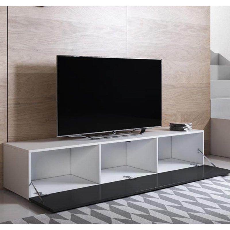 Modern Siyah Beyaz Endüstriyel Ahşap TV Ünitesi 160 cm