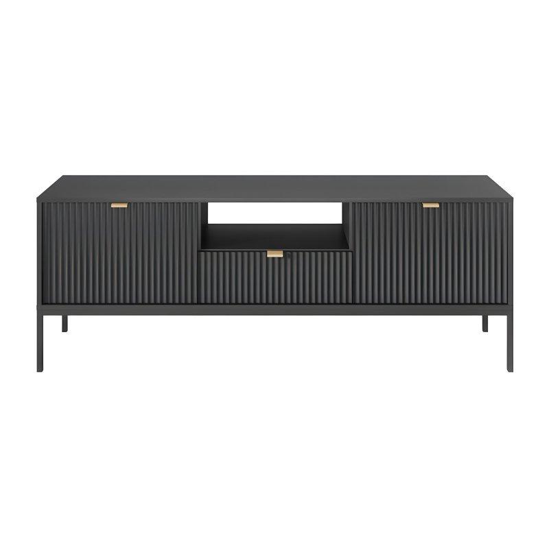 Modern Siyah Çizgili 154 cm TV Sehpası
