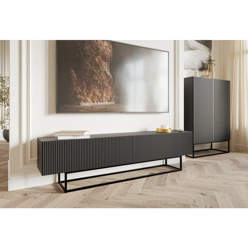 Modern Siyah Çizgili 175 cm TV Sehpası - Tasarım 18