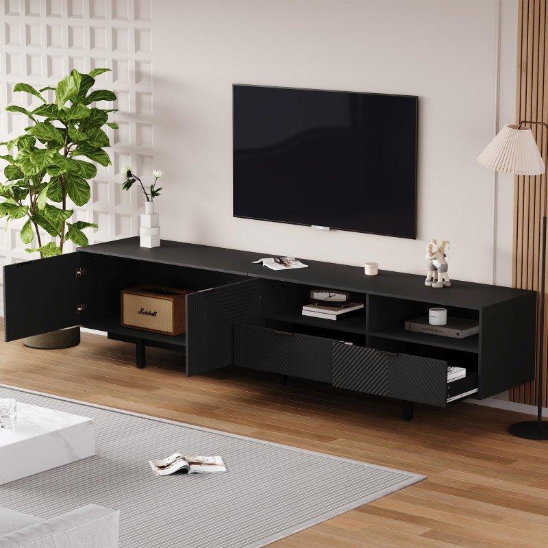 Modern Siyah Çizgili 200 cm TV Ünitesi