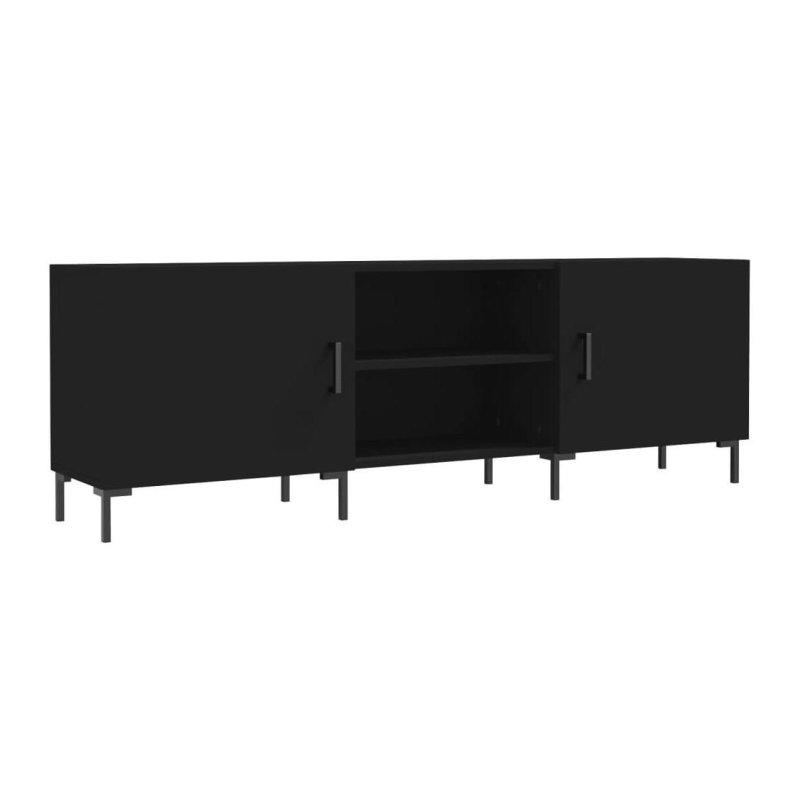 Modern Siyah Endüstriyel Ahşap 150 cm TV Sehpası