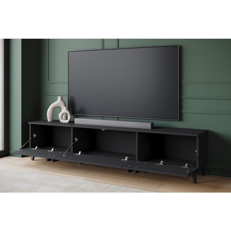 Modern Siyah Endüstriyel Ahşap TV Ünitesi 180 cm