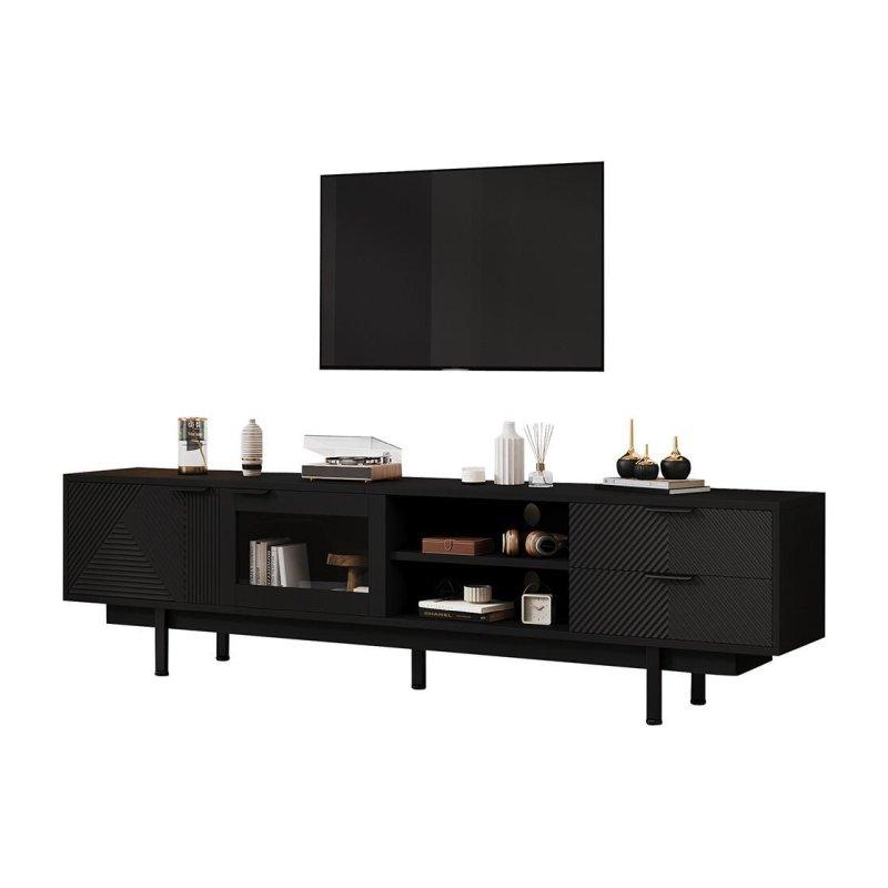 Modern Siyah Geniş TV Ünitesi 200 cm