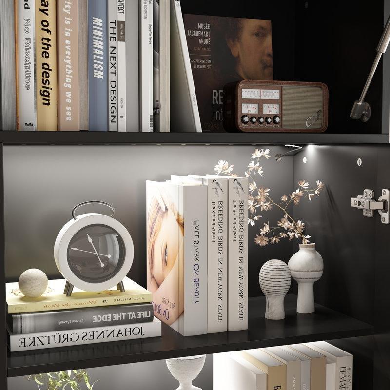 Modern Siyah Mermer Desenli Kitaplıklı 300 cm TV Ünitesi