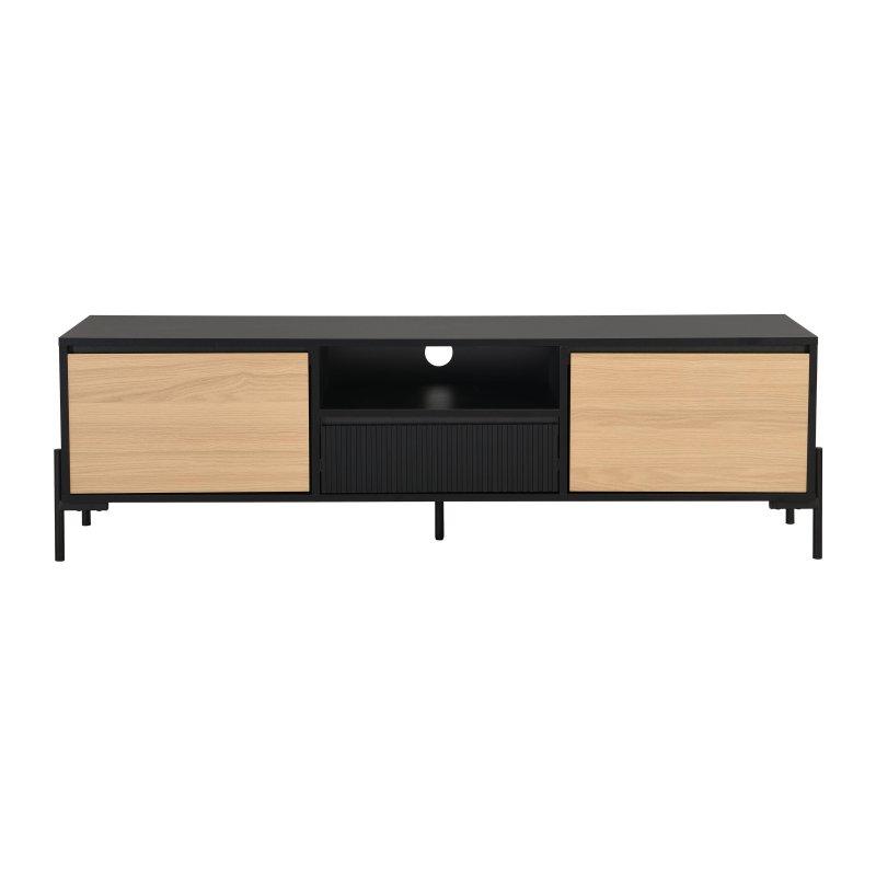 Modern Siyah Naturel Ahşap TV Sehpası 154 cm