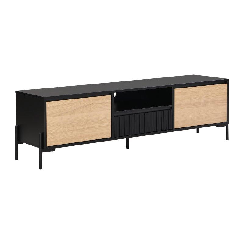 Modern Siyah Naturel Ahşap TV Sehpası 154 cm