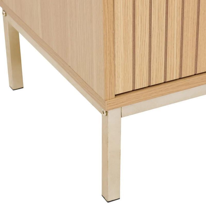 Naturel Çizgili Ahşap TV Sehpası 120 cm
