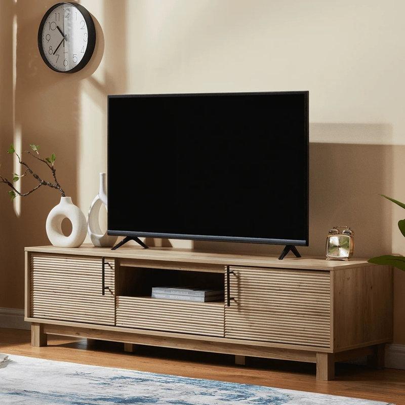 Orta Yüzyıl Modern Tasarımlı Açık Ceviz Rengi TV Ünitesi 147x40x40 cm