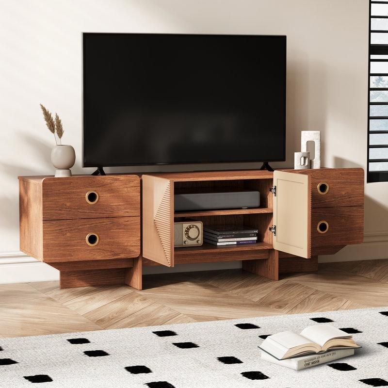 Orta Yüzyıl Modern Tasarımlı Ahşap Çekmeceli TV Ünitesi 170 cm - 78256