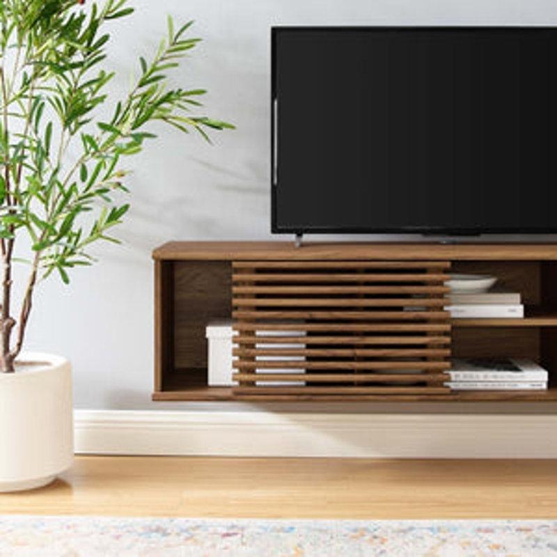 Orta Yüzyıl Modern Tasarımlı Endüstriyel Ahşap Duvara Monte TV Ünitesi 152 cm - 78382