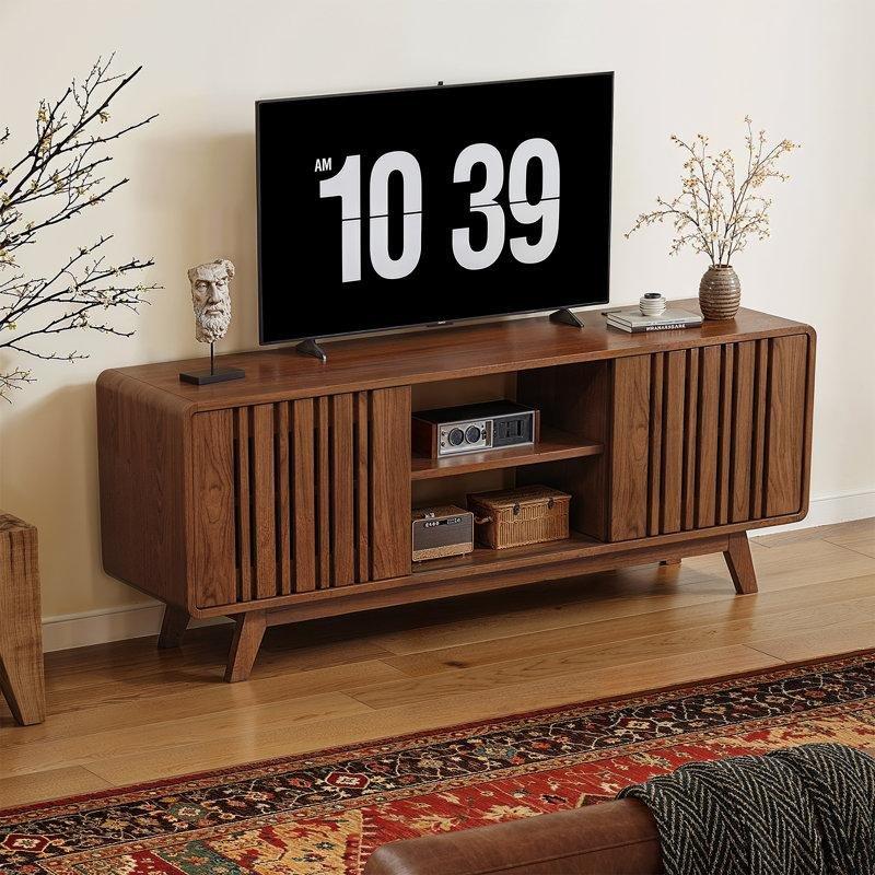 Orta Yüzyıl Tasarımlı Kahverengi Ahşap TV Ünitesi 180 cm