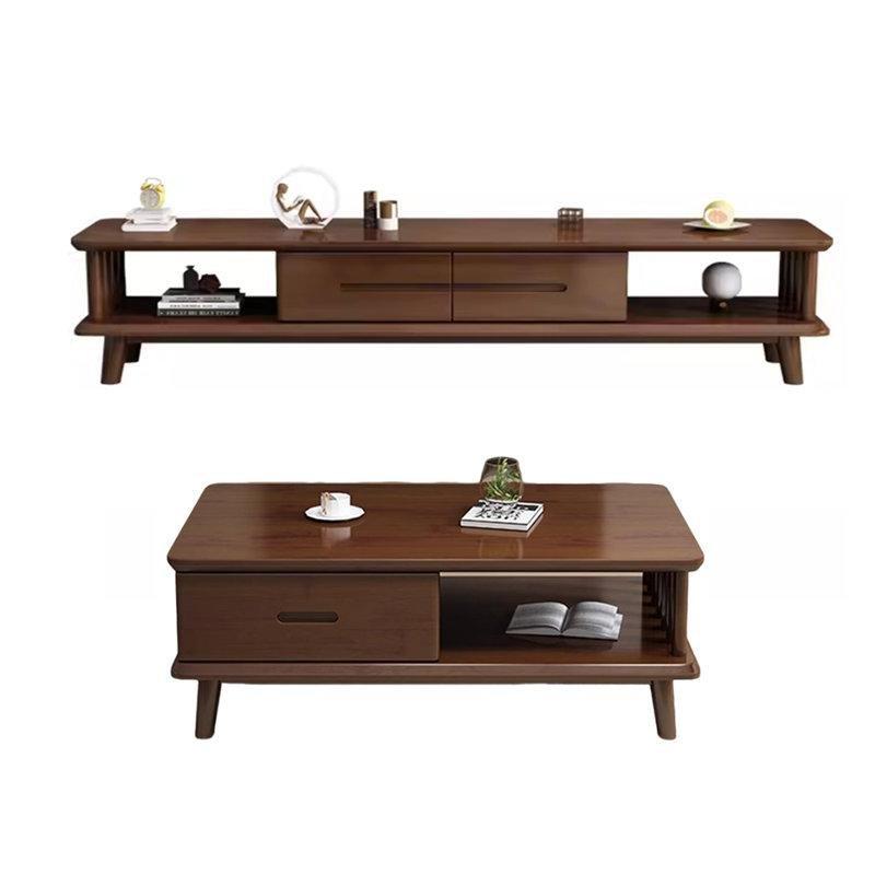 Rubberwood Kahverengi TV Ünitesi ve Orta Sehpa Takımı 2 Parçalı - 79645