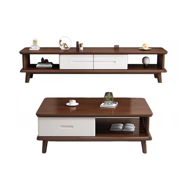 Rubberwood Katı Ahşap TV Ünitesi ve Orta Sehpa Takımı 160x40 cm - 79687