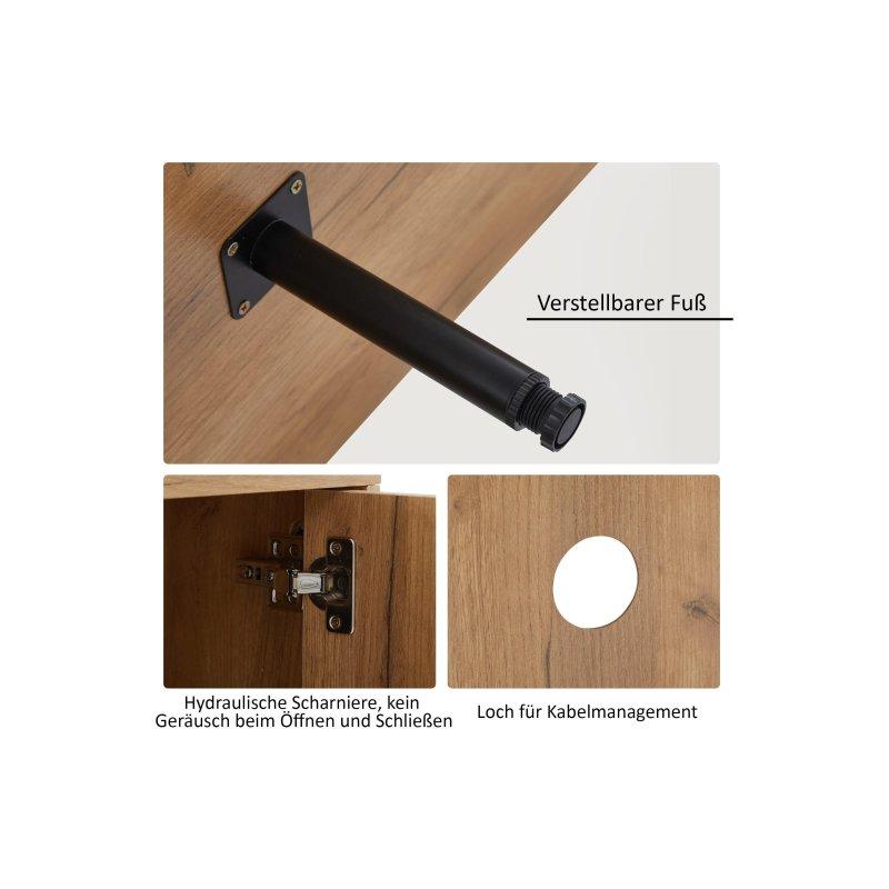 Rustik Endüstriyel Ahşap TV Sehpası 180 cm Kahverengi Siyah