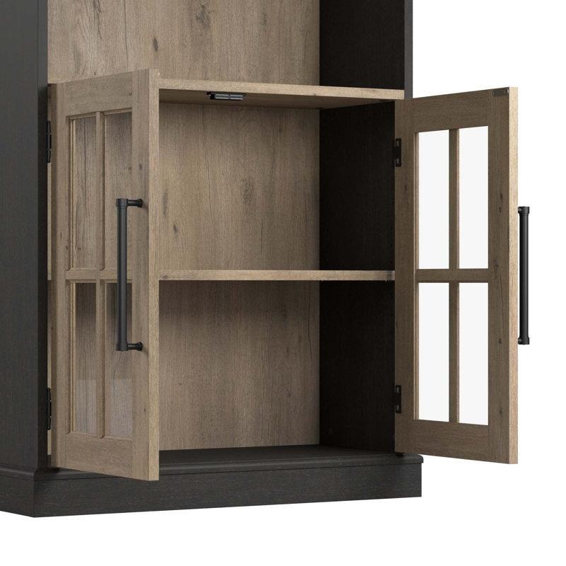 Rustik Gri Endüstriyel Ahşap Kitaplıklı TV Ünitesi 180 cm