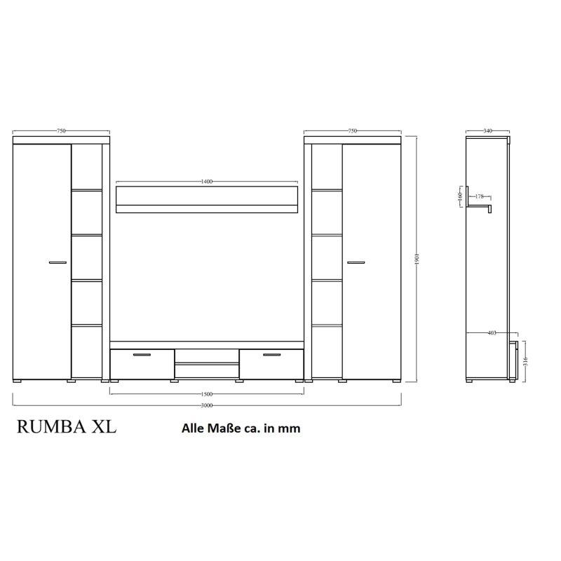 Rustik Meşe Kaplamalı Modern TV Ünitesi 180x220 cm