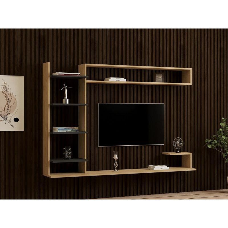 Safir ve Antrasit Renkli Skandinav Tarzı Duvara Monte TV Ünitesi 180x122 cm - 78340