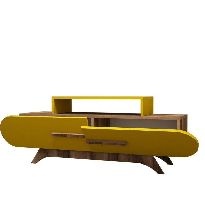 Sarı ve Ceviz Renkli Bohem TV Ünitesi 145x50 cm