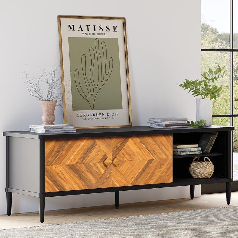 Şevron Kapılı Siyah Rustik TV Ünitesi 160x45x53 cm - 79165