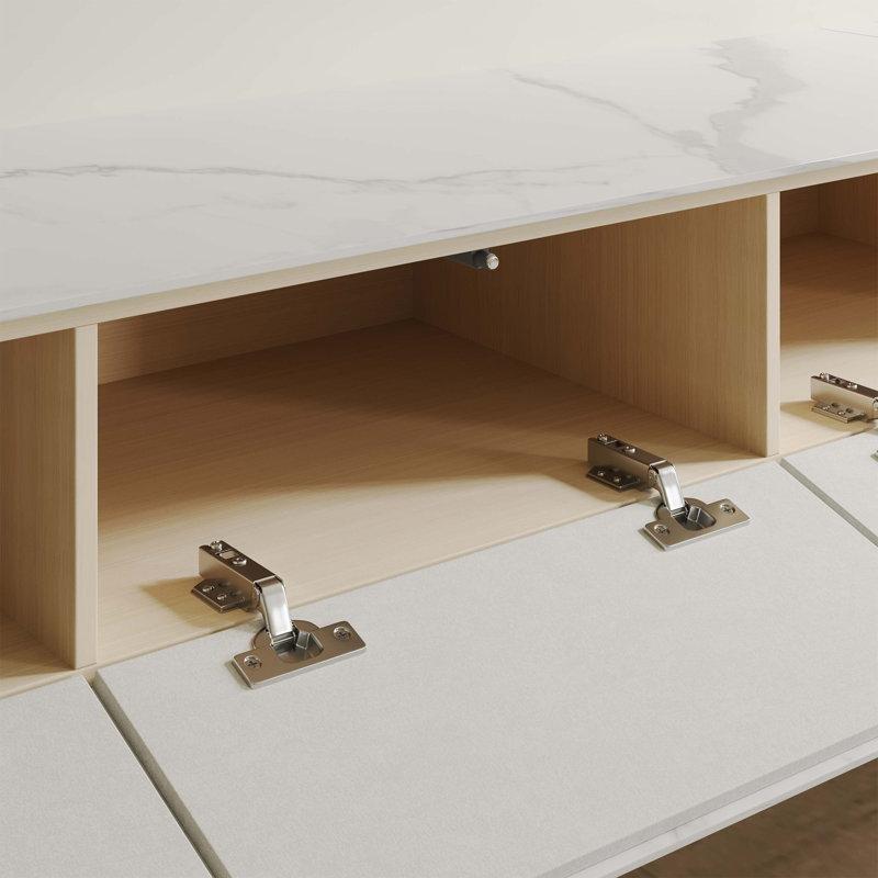 Sinterli Taş Kaplamalı Beyaz Duvara Monte TV Ünitesi Çekmeceli - 78523