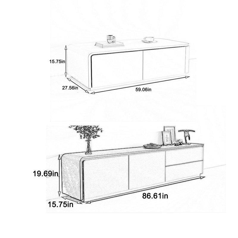Siyah Açık Tasarımlı TV Ünitesi ve Orta Sehpa Takımı - 79804