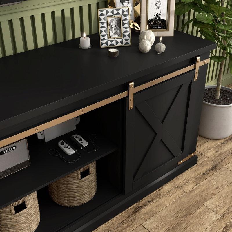 Siyah Ahşap Kapaklı 183 cm Geniş TV Ünitesi - 80107