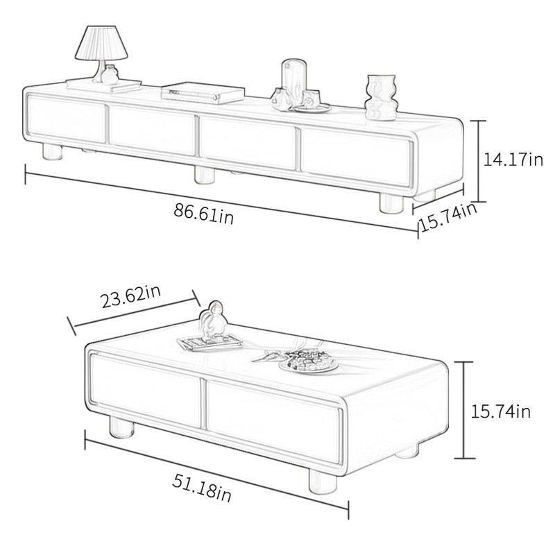 Siyah Ahşap TV Ünitesi ve Orta Sehpa Takımı - 79606