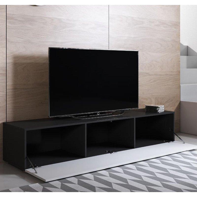 Siyah Beyaz Modern Endüstriyel Ahşap TV Ünitesi 160 cm