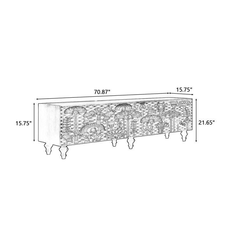 Siyah Cila Vintage Desenli Çok Amaçlı TV Ünitesi 180 cm - 80338